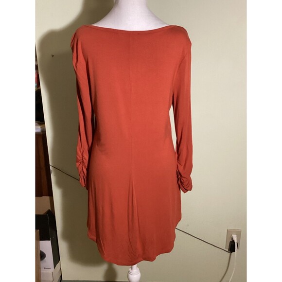 Grace Elements Womens Size M Rust Stretch Boat Neck Ruched Long Sleeve Tunic Top - Picture 6 of 9